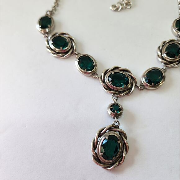 Brighton Radiant Green Teal Crystal Jeweled Flower Raindrop Necklace‎ NEW! - Picture 9 of 9